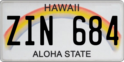 HI license plate ZIN684