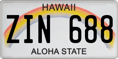 HI license plate ZIN688