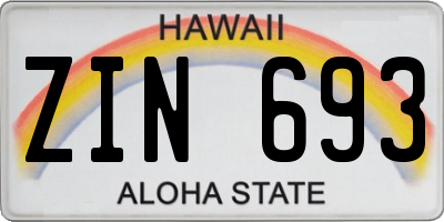 HI license plate ZIN693