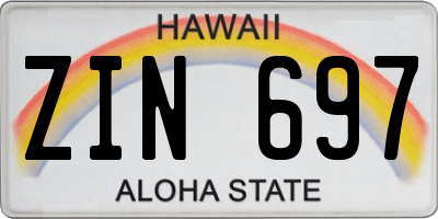 HI license plate ZIN697
