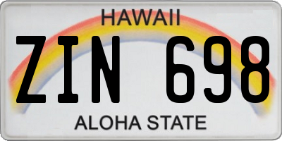 HI license plate ZIN698