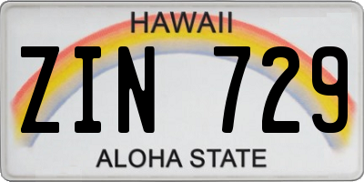 HI license plate ZIN729