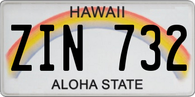 HI license plate ZIN732