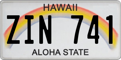 HI license plate ZIN741