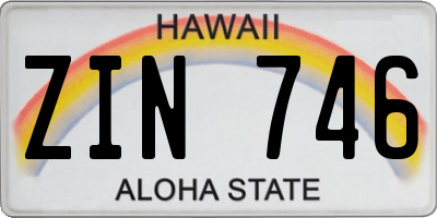 HI license plate ZIN746