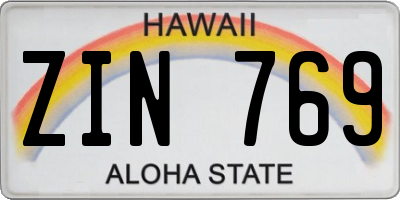 HI license plate ZIN769