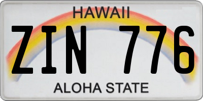 HI license plate ZIN776