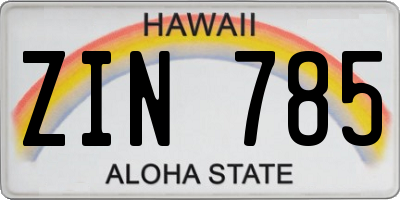 HI license plate ZIN785