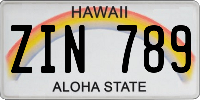 HI license plate ZIN789