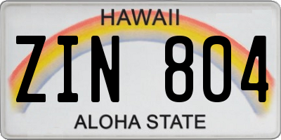 HI license plate ZIN804
