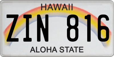 HI license plate ZIN816