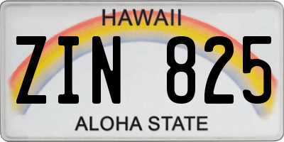 HI license plate ZIN825