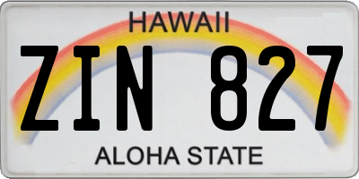 HI license plate ZIN827
