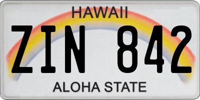 HI license plate ZIN842