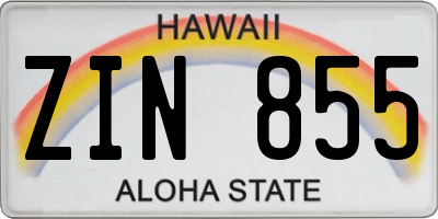 HI license plate ZIN855