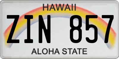 HI license plate ZIN857