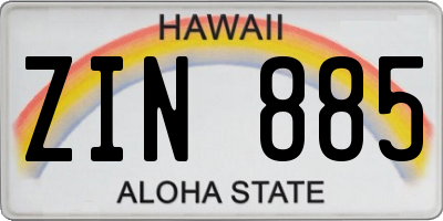 HI license plate ZIN885
