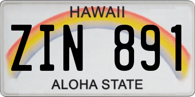 HI license plate ZIN891