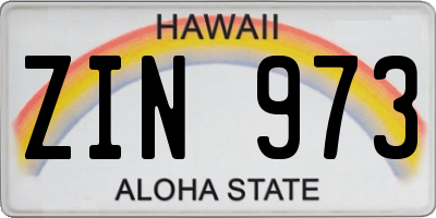 HI license plate ZIN973