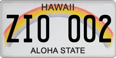 HI license plate ZIO002