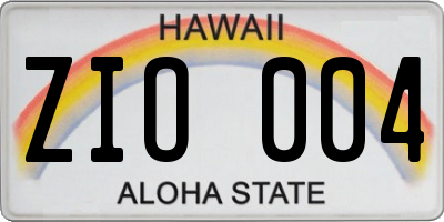 HI license plate ZIO004