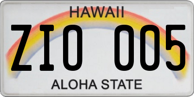 HI license plate ZIO005