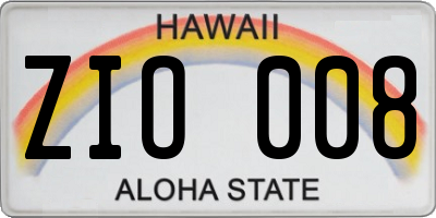 HI license plate ZIO008