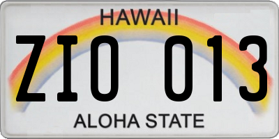HI license plate ZIO013