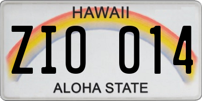 HI license plate ZIO014