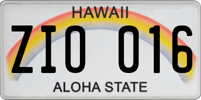 HI license plate ZIO016