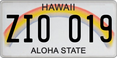 HI license plate ZIO019