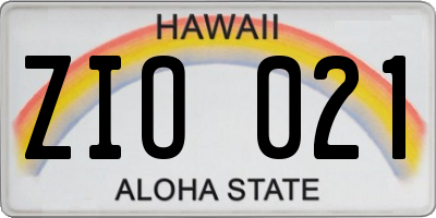 HI license plate ZIO021