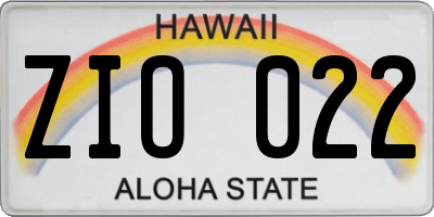 HI license plate ZIO022
