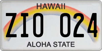 HI license plate ZIO024