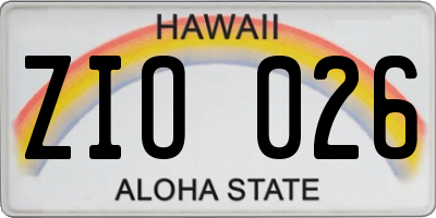 HI license plate ZIO026