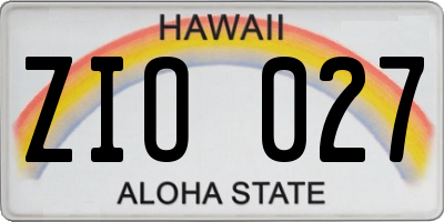 HI license plate ZIO027