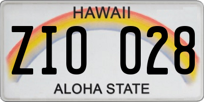 HI license plate ZIO028