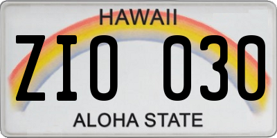 HI license plate ZIO030
