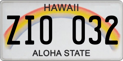 HI license plate ZIO032