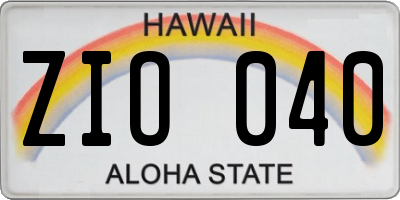 HI license plate ZIO040