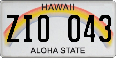 HI license plate ZIO043
