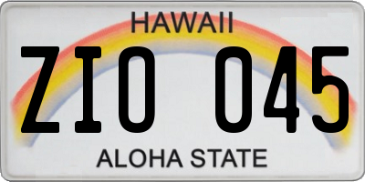 HI license plate ZIO045