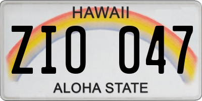 HI license plate ZIO047