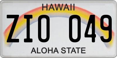 HI license plate ZIO049