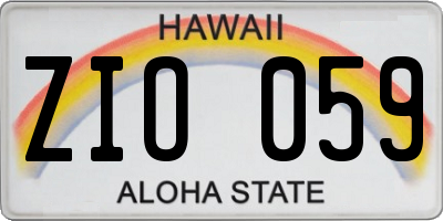 HI license plate ZIO059