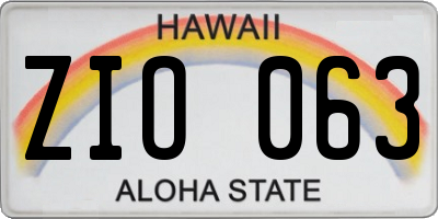 HI license plate ZIO063