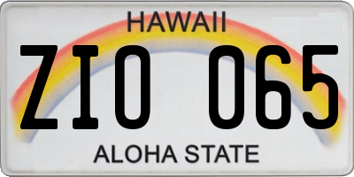 HI license plate ZIO065