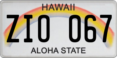 HI license plate ZIO067