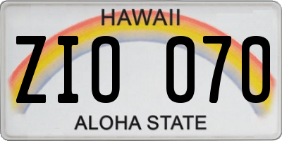 HI license plate ZIO070