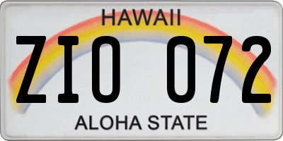 HI license plate ZIO072